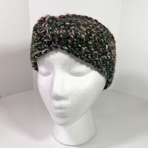 Handmade Crochet Twist Ear Warmer Headband, Marled Green